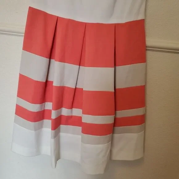 Lauren Ralph Lauren Dress Sleeveless Coral Beige Pleated Women’s Size 10 Lined - Picture 3 of 14